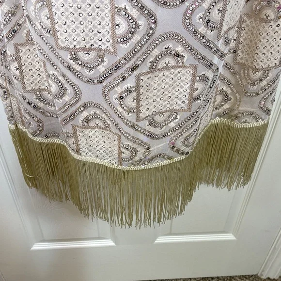 NWT Unique Vintage Beige Sequin Dress with Fringe Size XL - Picture 14 of 14